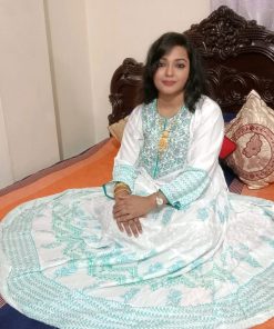 Screen printed and embroidered one piece ready made gown