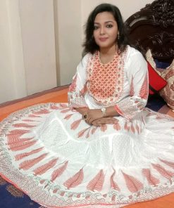 Screen printed and embroidered one piece ready made gown