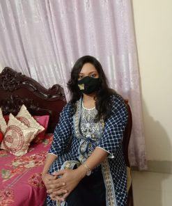 Screen printed and embroidered one piece ready made gown