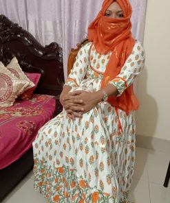 Screen printed and embroidered one piece ready made gown