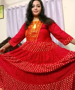 Screen printed and embroidered one piece ready made gown