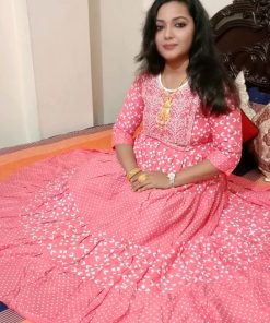 Screen printed and embroidered one piece ready made gown