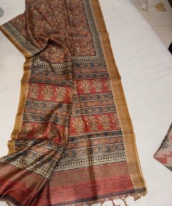 Indian Giza Kalamkari Silk Saree.