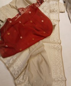 Indian Khadi Jamdani Saree.