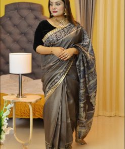 Indian Giza Kalamkari Silk Saree.