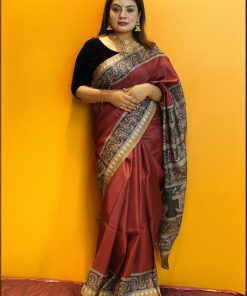 Indian Giza Kalamkari Silk Saree.